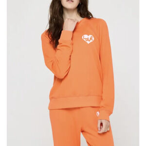 Spiritual Gangster Sweatshirt Womens M Orange Heart Forever Crew Love Graphic